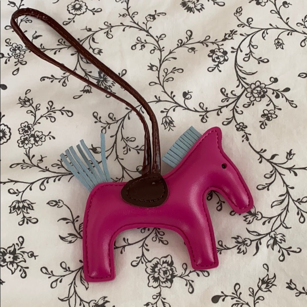 Majenta and baby blue horse charm